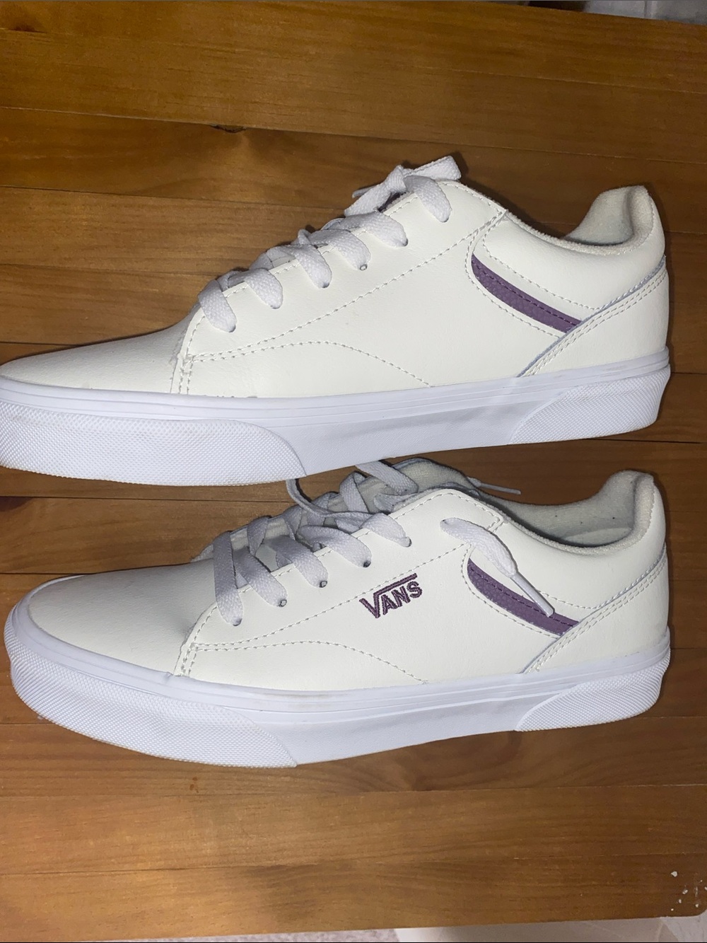 Vans White Low-Top Sneakers with Purple Accent